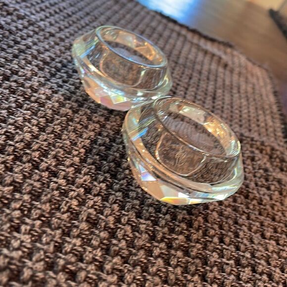 Set of 2 OLEG CASSINI CRYSTAL VOTIVE HOLDERS - Picture 1 of 3